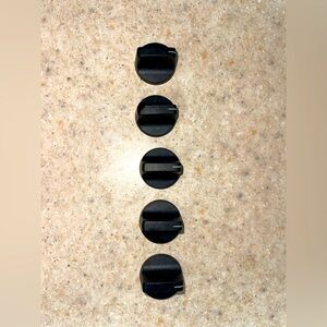 GE  164D2590 P3-B P4-W Set of 5 Range Control Knobs Black